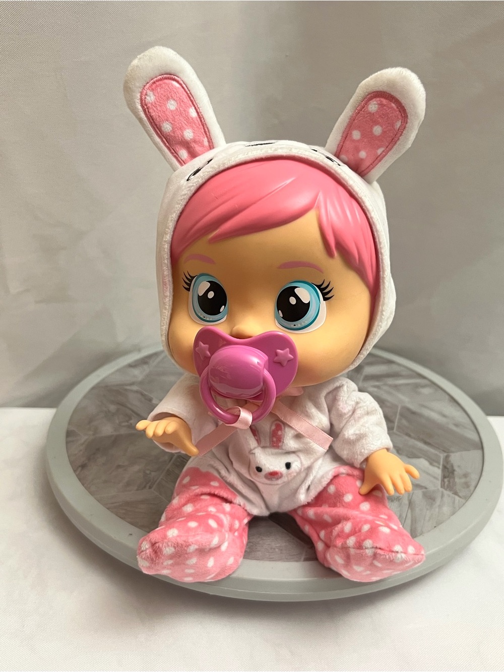 IMC Toys Cry Babies BFF Bunny Doll Pink Hair Pacifier 9” Interactive